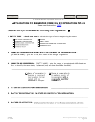 Document preview: Form C007.002 Application to Register Foreign Corporation Name - Arizona