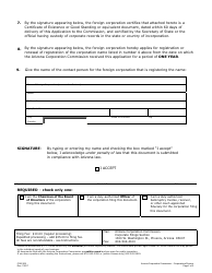 Form C007.002 Application to Register Foreign Corporation Name - Arizona, Page 2