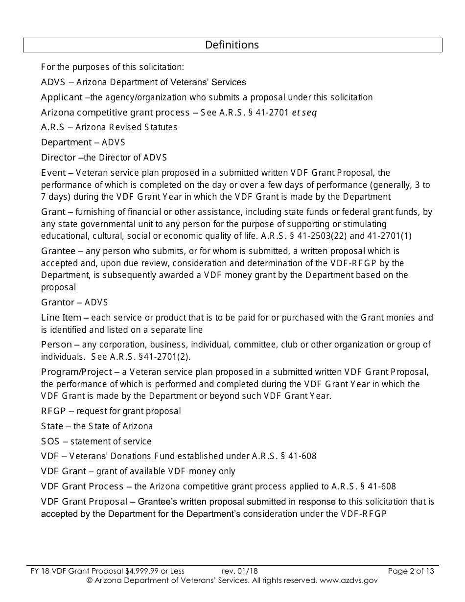 Proposal for Vdf Grant - $4,999.99 or Less - Arizona, Page 2