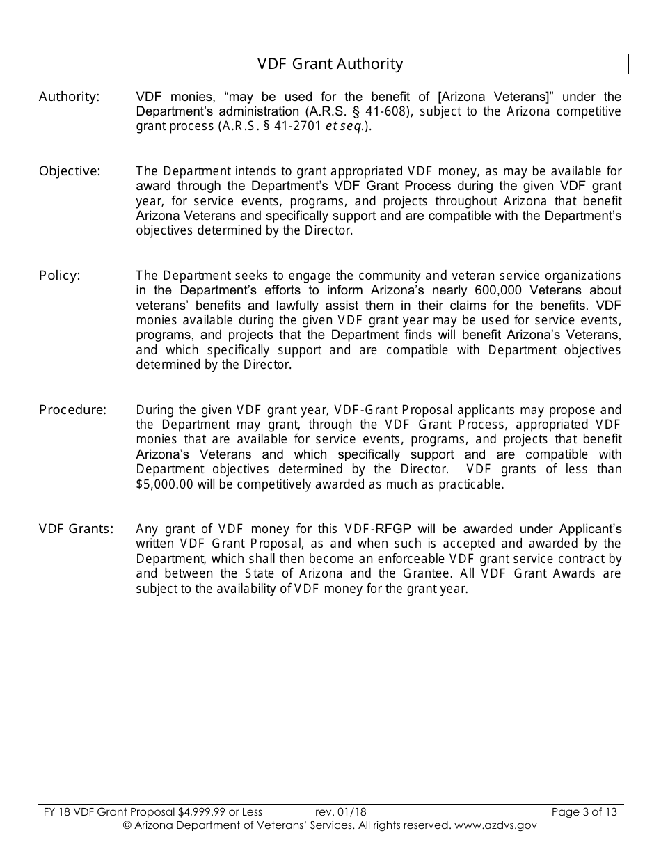 Proposal for Vdf Grant - $4,999.99 or Less - Arizona, Page 3