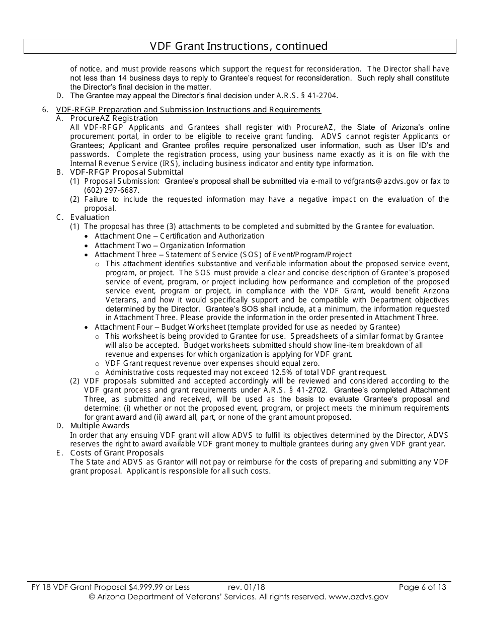 Proposal for Vdf Grant - $4,999.99 or Less - Arizona, Page 6