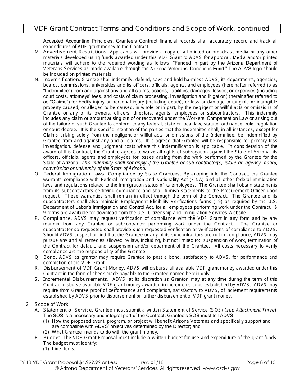 Proposal for Vdf Grant - $4,999.99 or Less - Arizona, Page 8