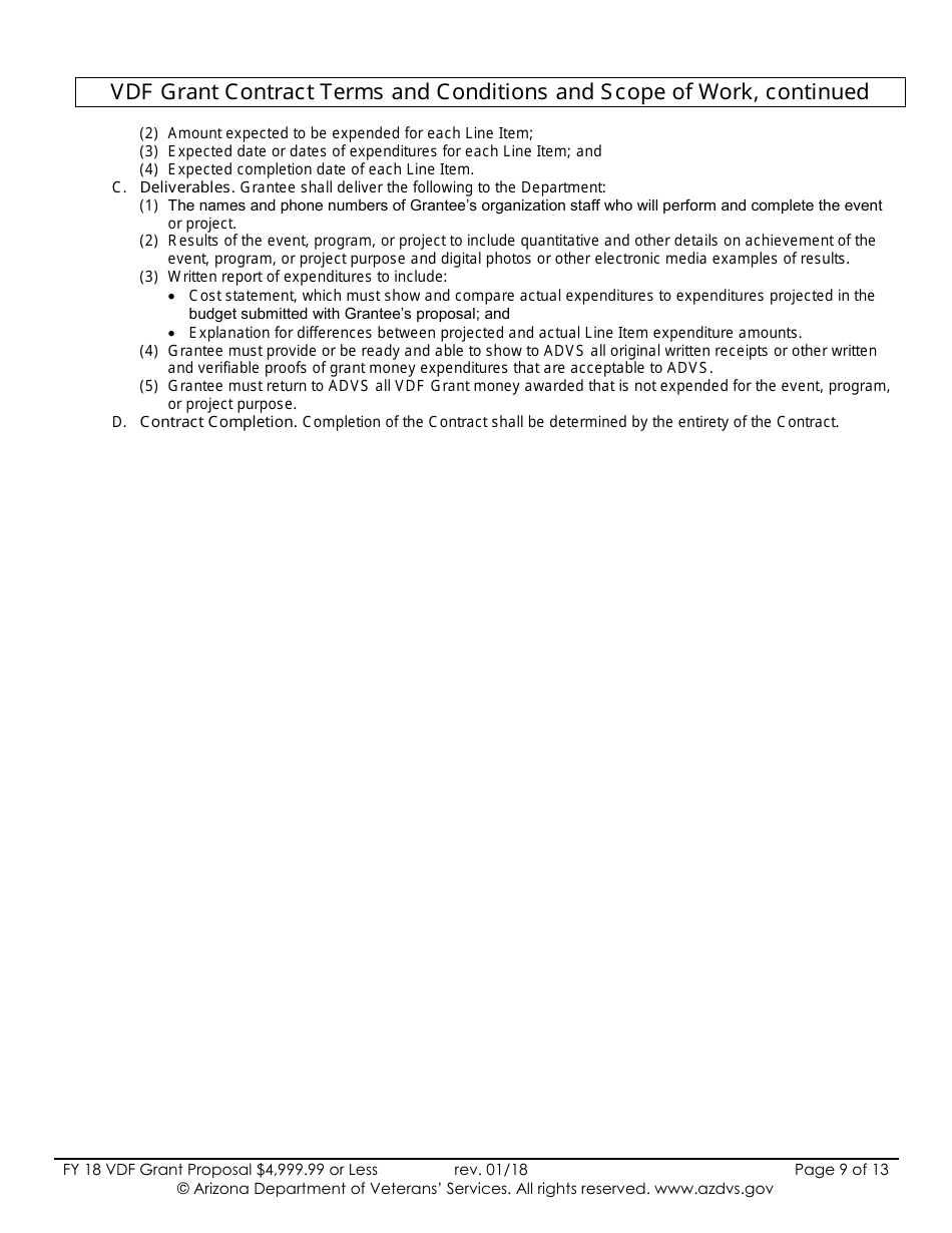 Proposal for Vdf Grant - $4,999.99 or Less - Arizona, Page 9