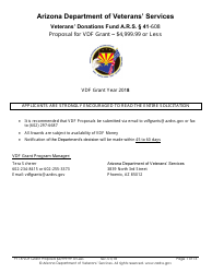 Document preview: Proposal for Vdf Grant - $4,999.99 or Less - Arizona
