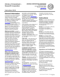 Instructions for Form C015 Articles of Amendment - Nonprofit Corporation - Arizona
