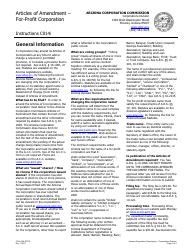 Instructions for Form C014 Articles of Amendment - for-Profit Corporation - Arizona