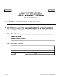 Document preview: Form C004.002 Certificate of Disclosure Felony/Judgment Attachment - Arizona