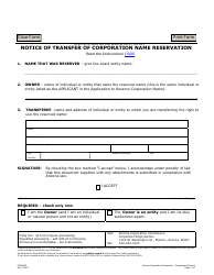 Document preview: Form C008.002 Notice of Transfer of Corporation Name Reservation - Arizona