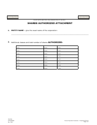 Document preview: Form C087.002 Shares Authorized Attachment - Arizona