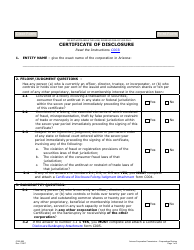 Document preview: Form C003.002 Certificate of Disclosure - Arizona