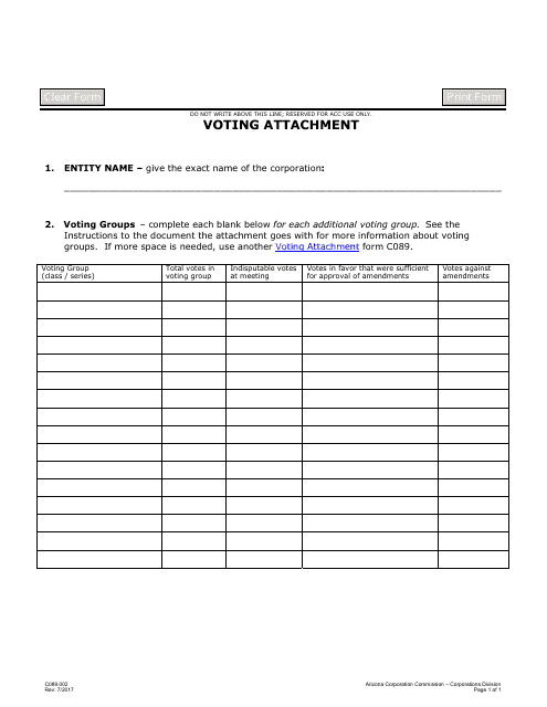Form C089.002 Voting Attachment - Arizona