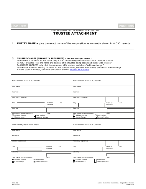 Form C088.002 Trustee Attachment - Arizona