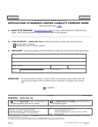Document preview: Form L001.002 Application to Reserve Limited Liability Company Name - Arizona