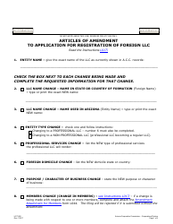 Form L017.002 Articles of Amendment to Application for Registration of Foreign Llc - Arizona