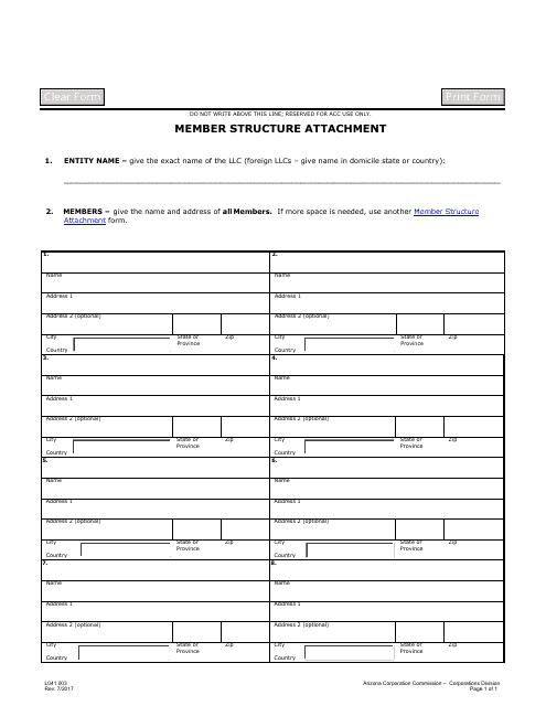 Form L041.003 Member Structure Attachment - Arizona