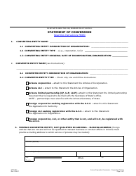 Document preview: Form M085.002 Statement of Conversion - Arizona