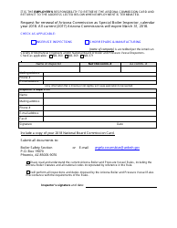 Document preview: Special Boiler Inspector Renewal Application Form - Arizona