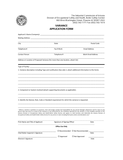Variance Application Form - Arizona