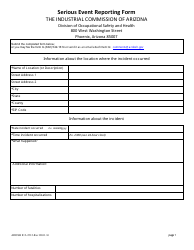 Form ADOSH ICA2212 Serious Event Reporting Form - Arizona