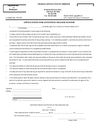 Document preview: Application for Livestock Dealer License - Arkansas