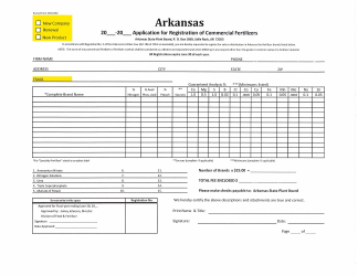 Form 1055 Application for Registration of Commercial Fertilizers - Arkansas