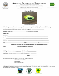 Document preview: Swine Tag Order Form - Arkansas