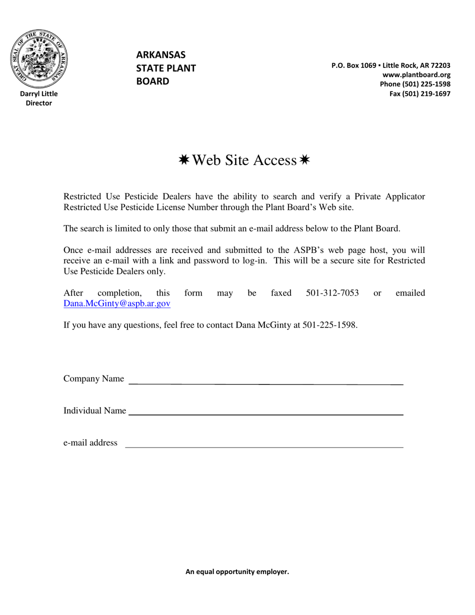 Arkansas Dealer site Access for Private Applicator License Lookup