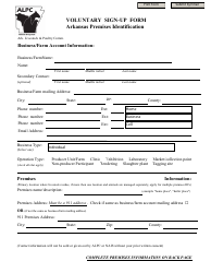 Document preview: Voluntary Sign-Up Form - Arkansas Premises Identification - Arkansas