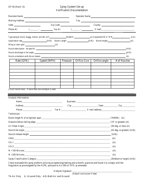 Form DP-58  Printable Pdf