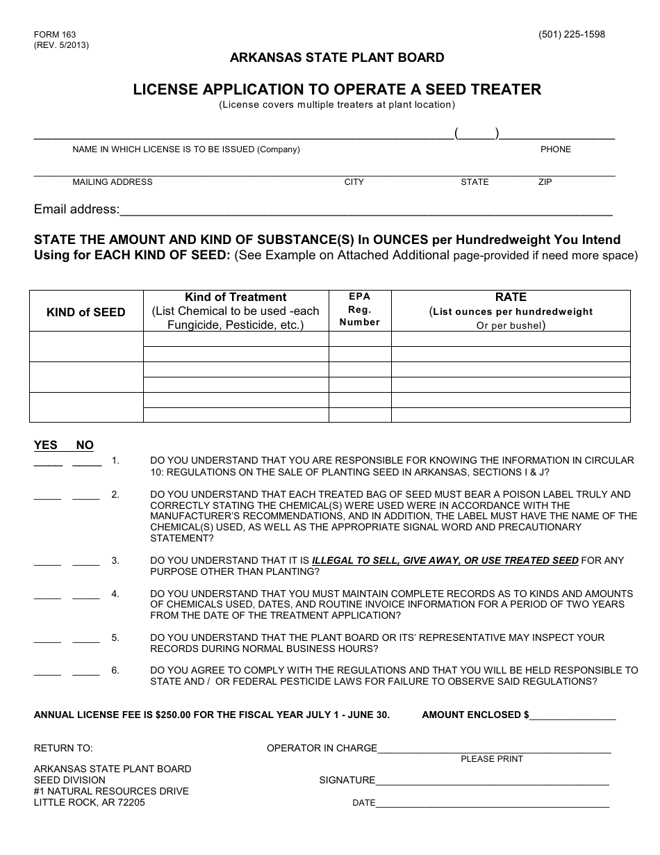 Form 163 Fill Out, Sign Online and Download Printable PDF, Arkansas