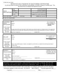 Form 24A &quot;Interstate Bulk Transfer of Seed Pending Certification&quot; - Arkansas