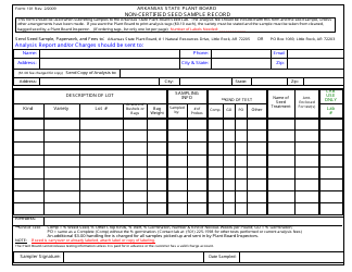 Form 101 &quot;Non-certified Seed Sample Record&quot; - Arkansas