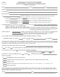 Form 15 &quot;Application to Produce Certified Seed&quot; - Arkansas