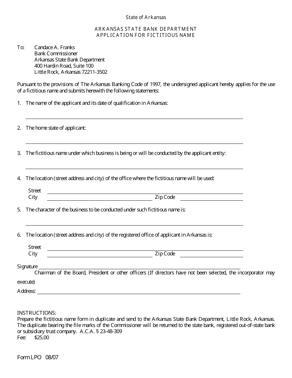 Form LPO Notification for the Establishment of a Limited Purpose Office - Arkansas, Page 3