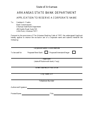 Document preview: Application to Reserve a Corporate Name - Arkansas