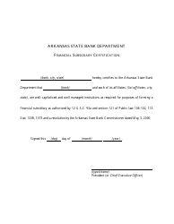 Financial Subsidiary Certification Form - Arkansas, Page 2