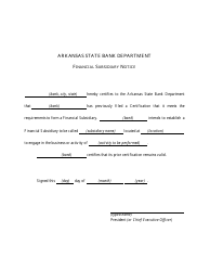 Financial Subsidiary Certification Form - Arkansas, Page 3