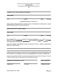 Form CHGAPP-100 &quot;Application for Change in Control&quot; - Arkansas