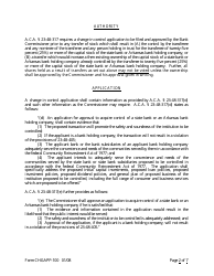 Form CHGAPP-100 Application for Change in Control - Arkansas, Page 2