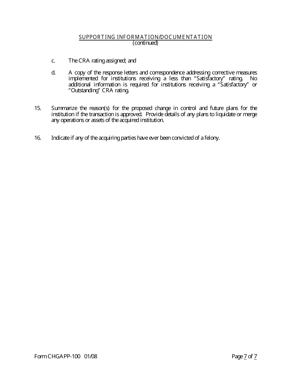 Form CHGAPP-100 Application for Change in Control - Arkansas, Page 7
