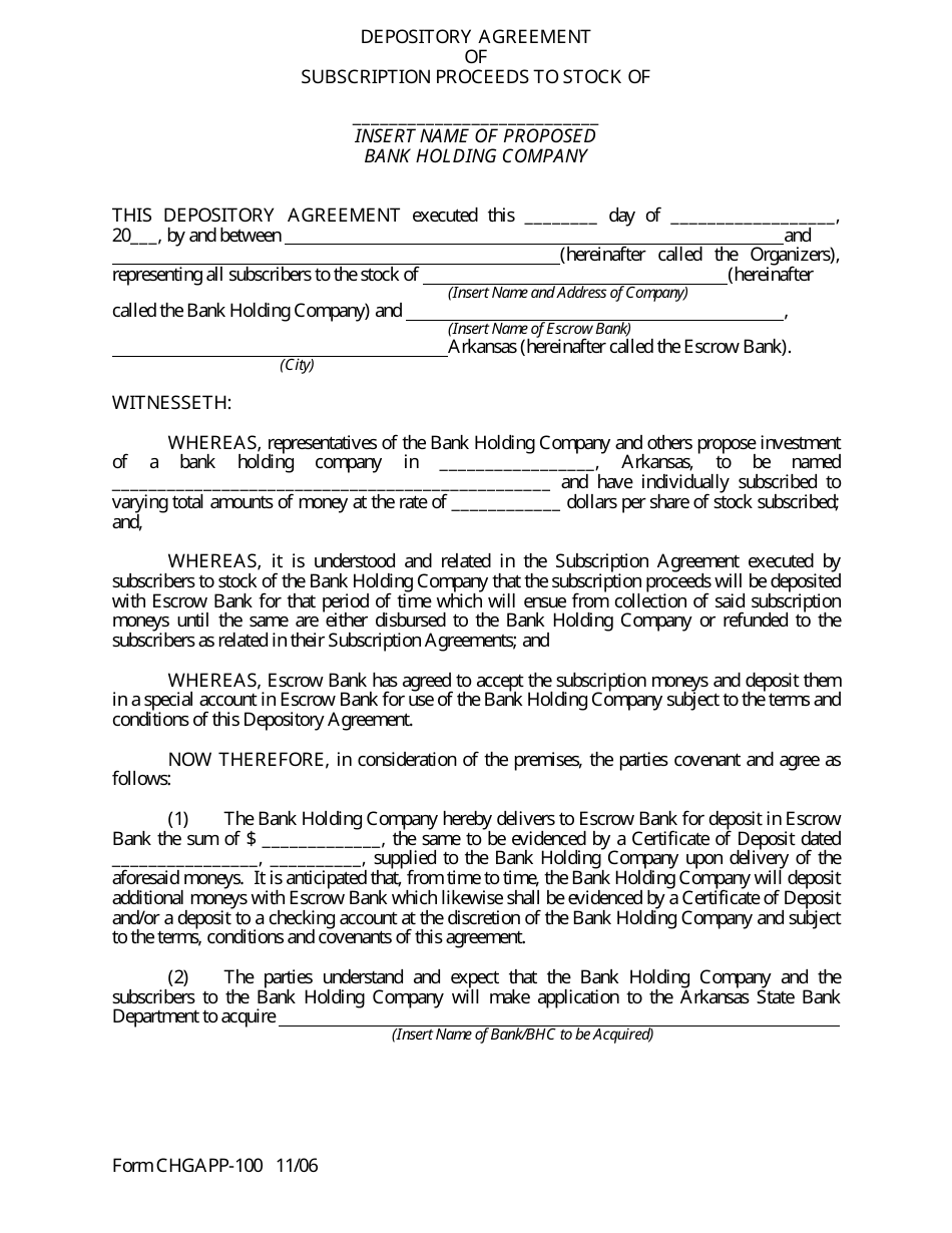 Form CHGAPP-100 Application for Change in Control - Arkansas, Page 8