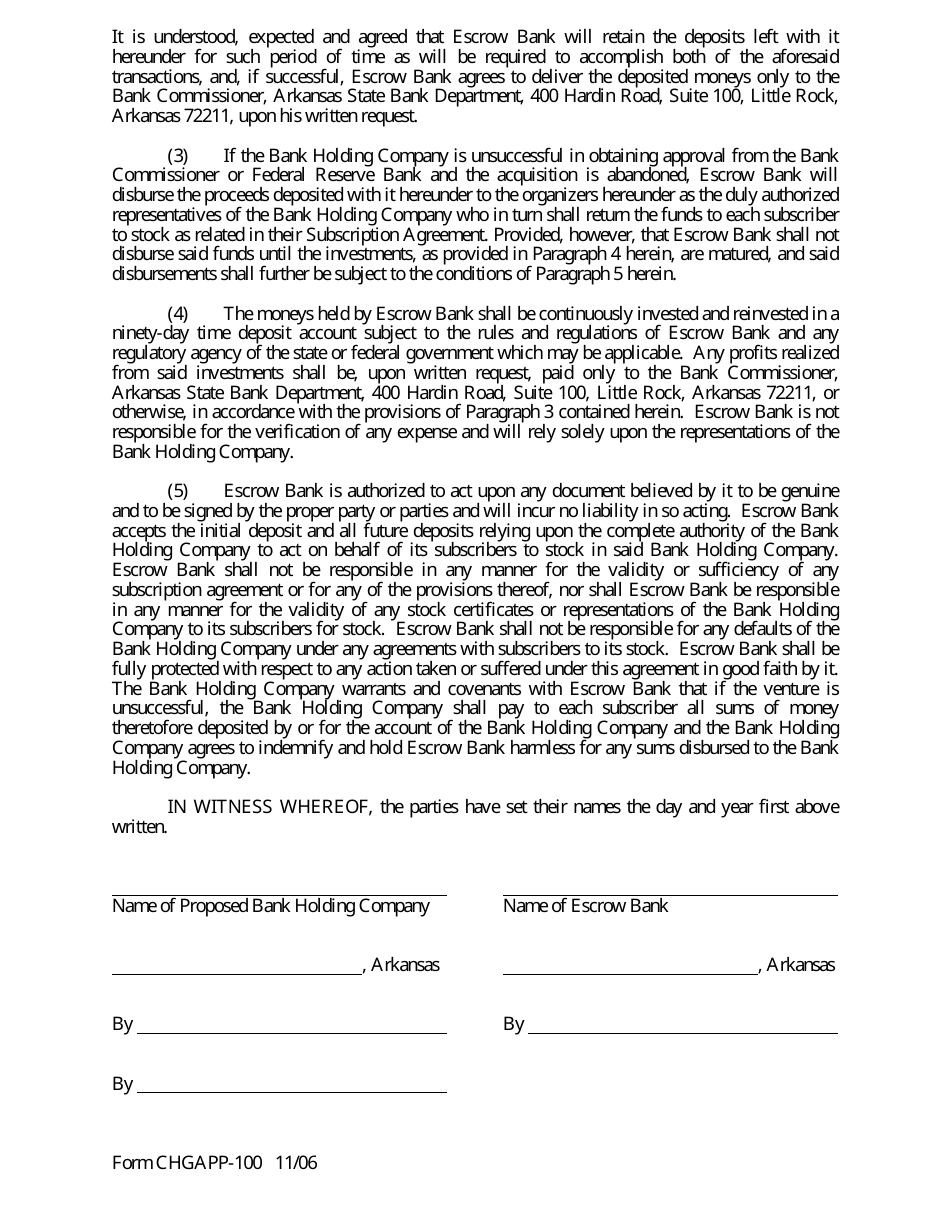 Form CHGAPP-100 Application for Change in Control - Arkansas, Page 9
