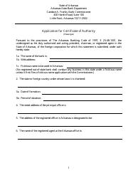 Application for Certificate of Authority - Arkansas