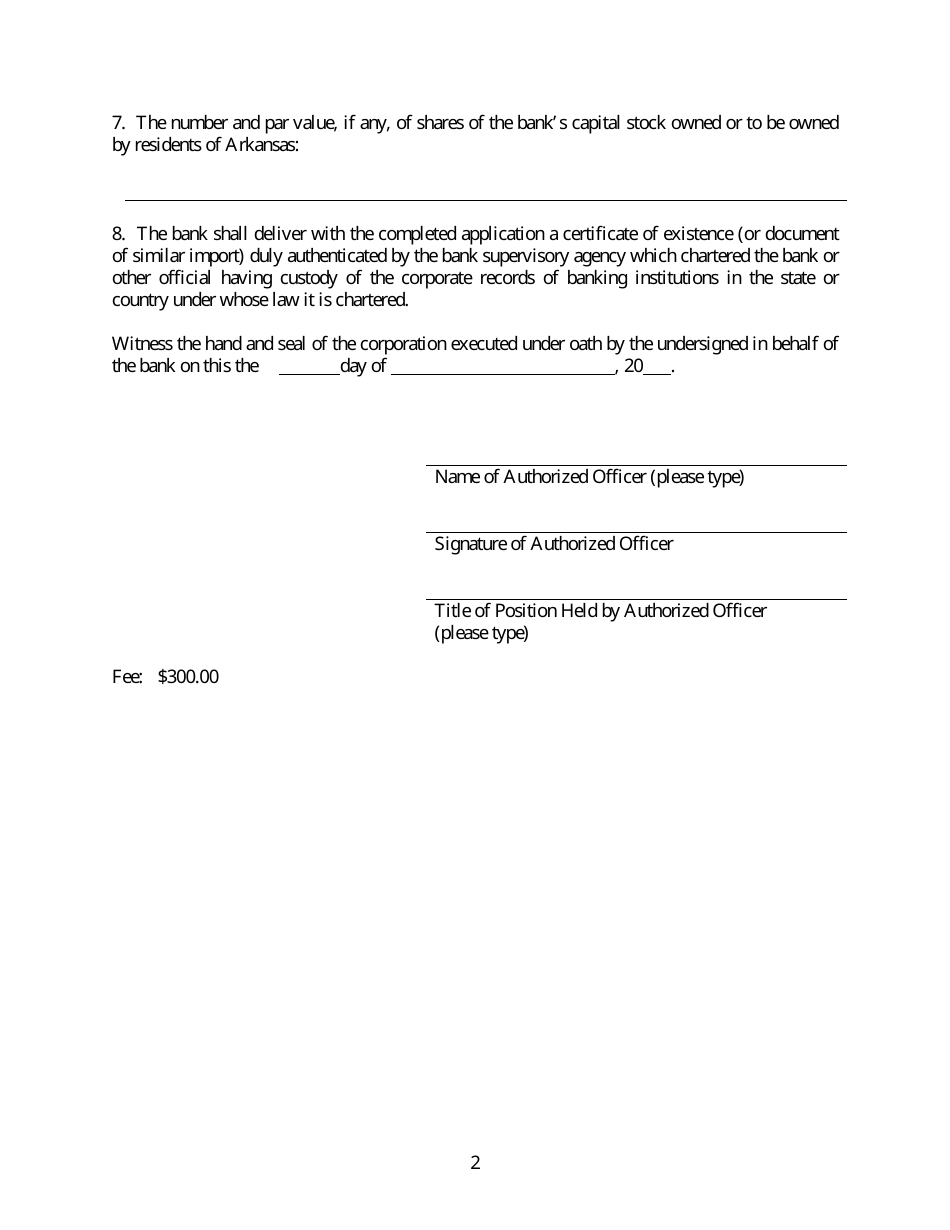 Application for Certificate of Authority - Arkansas, Page 2