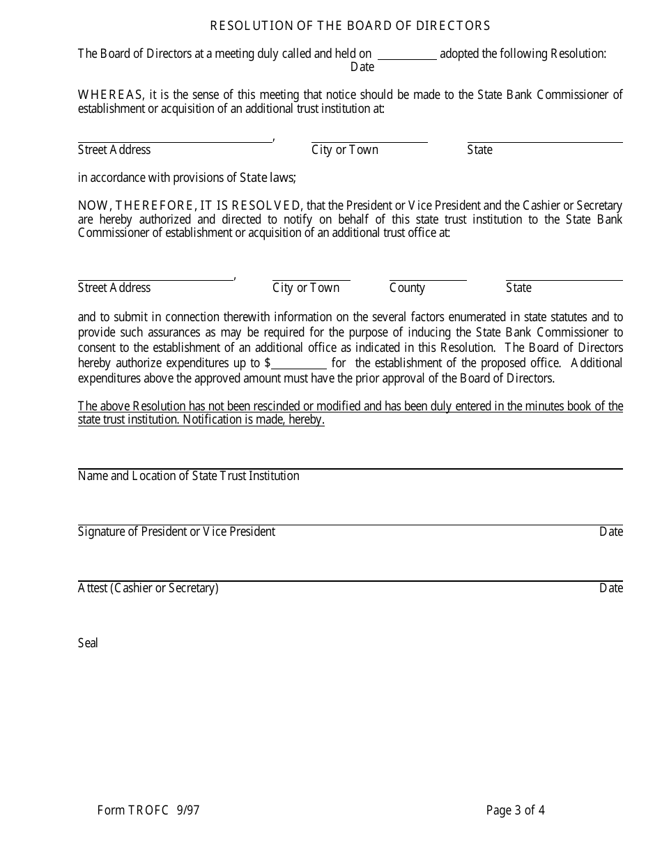 Form TROFC Notice of Additional Trust Office - Arkansas, Page 3