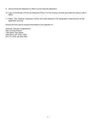 Checklist of Necessary Information for Reinsurance Intermediary Manager - Arkansas, Page 2
