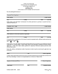 Form ASMP APPL &quot;Application for Purchase or Assumption of Less Than a Majority of Liabilities&quot; - Arkansas
