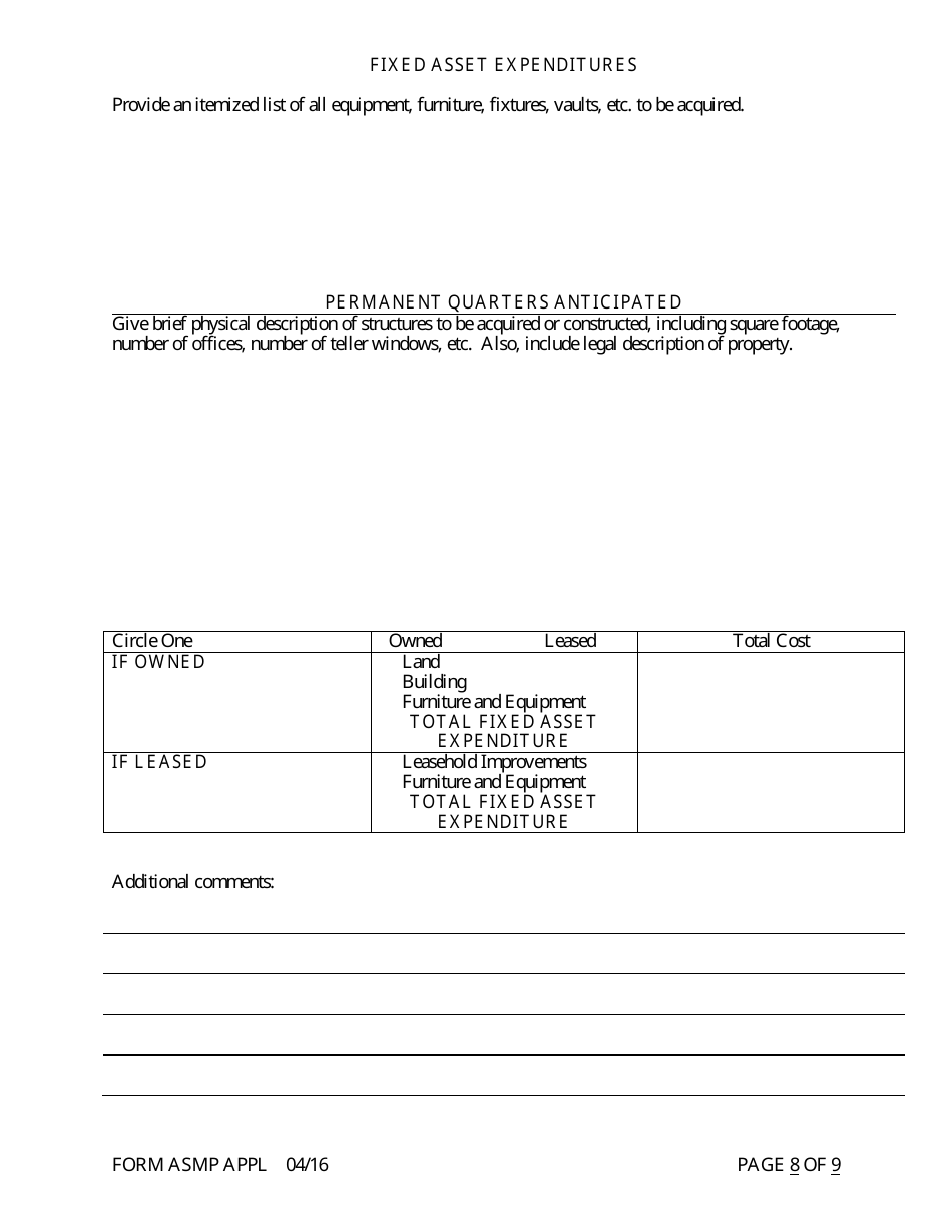 Form ASMP APPL Application for Purchase or Assumption of Less Than a Majority of Liabilities - Arkansas, Page 8