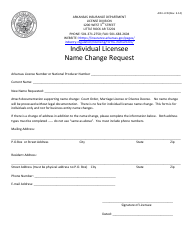 Document preview: Form AID-LI-CN Individual Licensee Name Change Request - Arkansas
