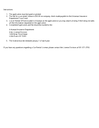 Form AID-LI-CAR Rental Car Company Application - Arkansas, Page 2